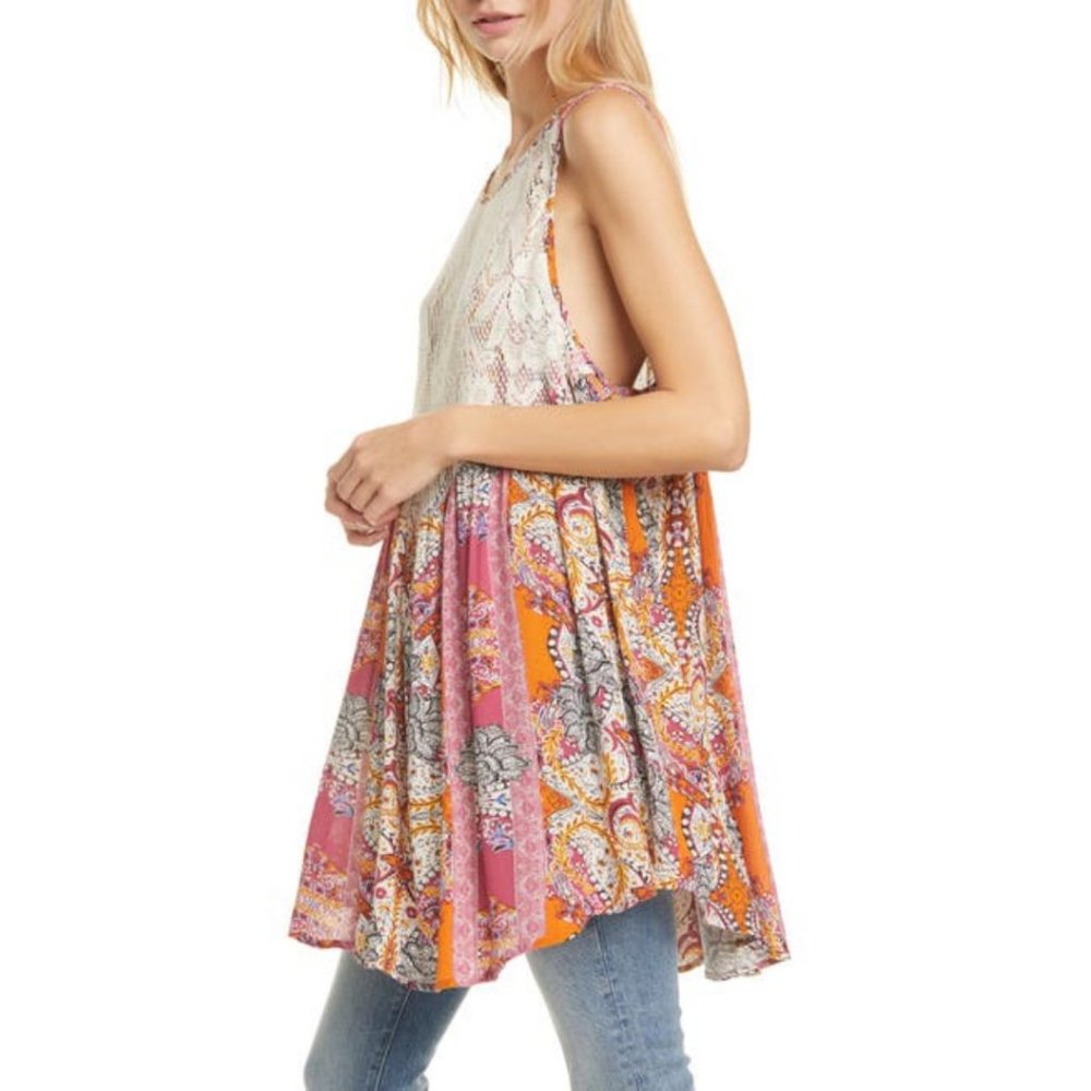 Free People Floral Boho Mini Dress Count Me In Top - Picture 2 of 9